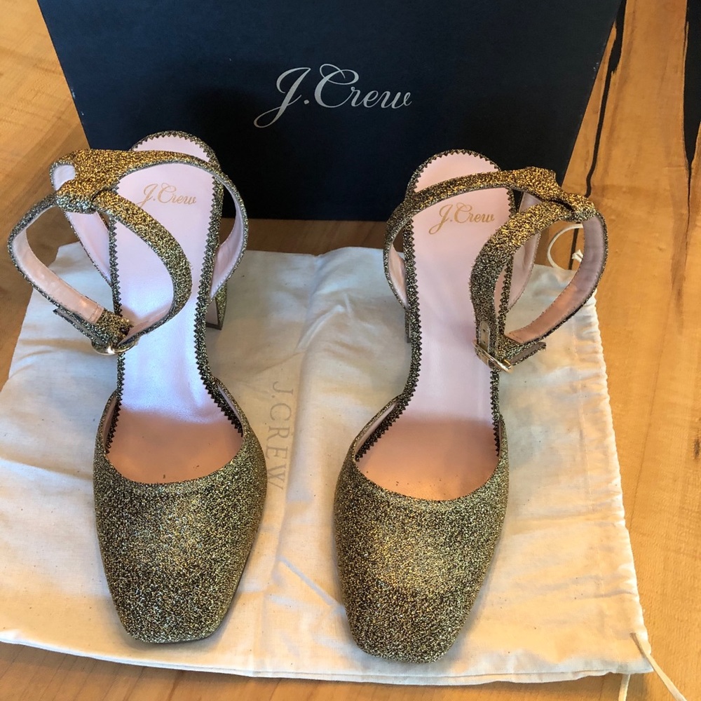 gold glitter heels